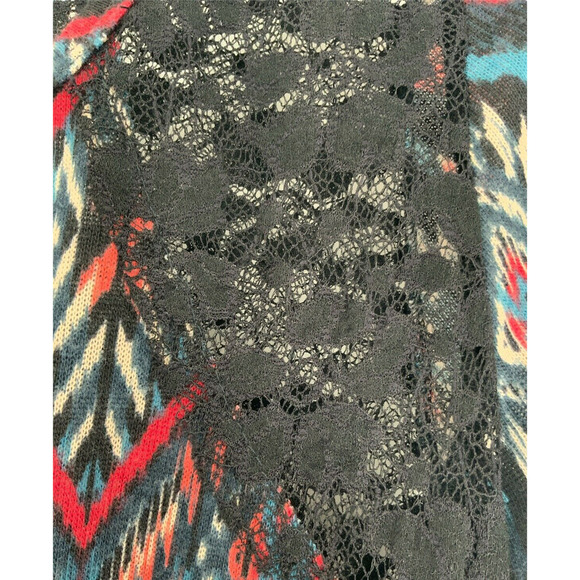 Maurices Top Womens Large Multicolor Aztec Print Floral Lace Long Sleeves Casual - Picture 7 of 10